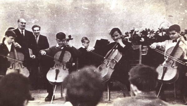 1966 г.На юбилее c профессором НГК Г.И.Пеккером и Г.Я.Дондо в зале консерватории